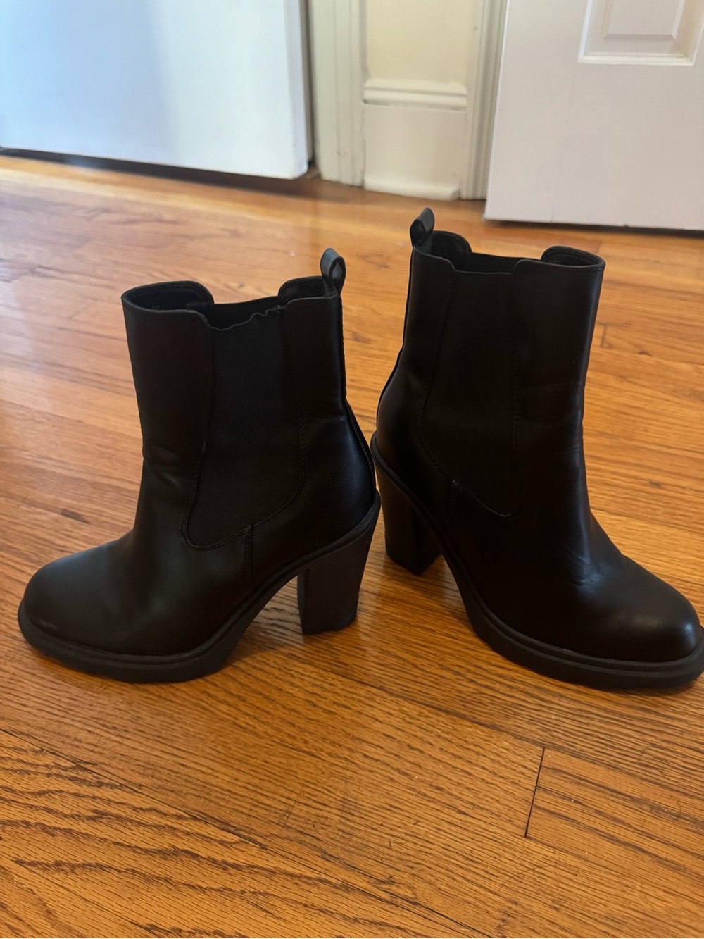 Nine West Black Platform Block-Heel Ankle Boots